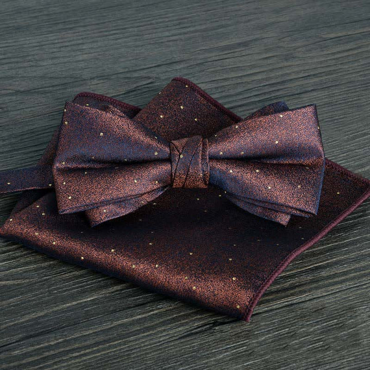 2Pcs Men's Flower Dots Formal Wedding Bow Tie Set