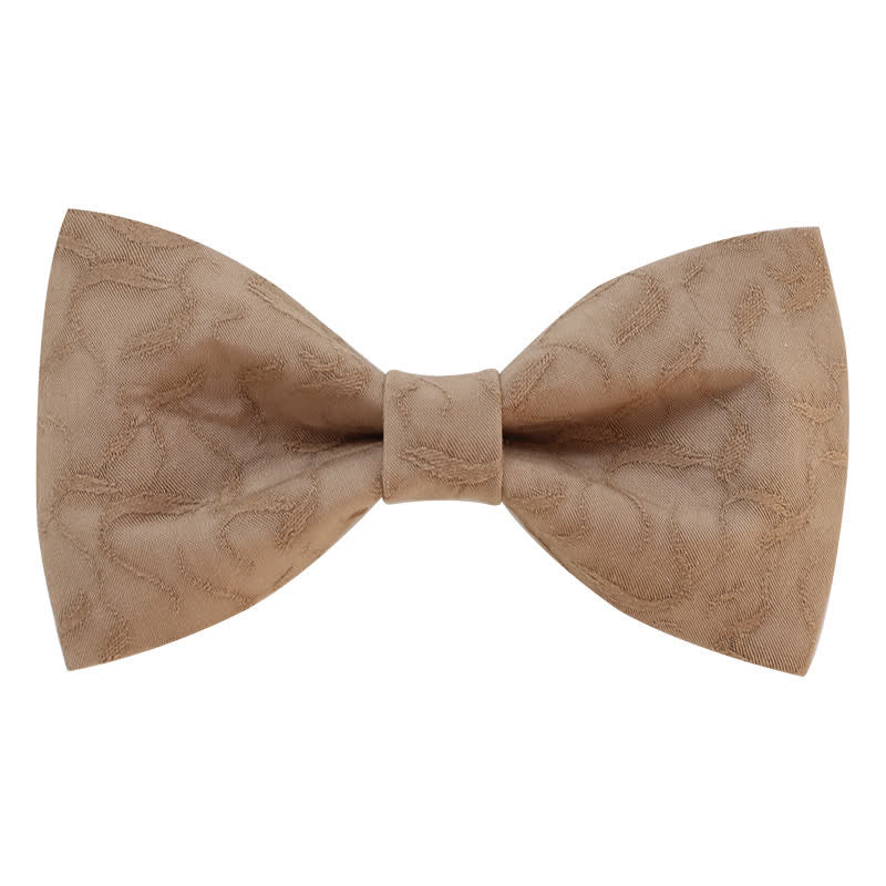 2Pcs Men's Khaki Vine Grain Bow Tie Set