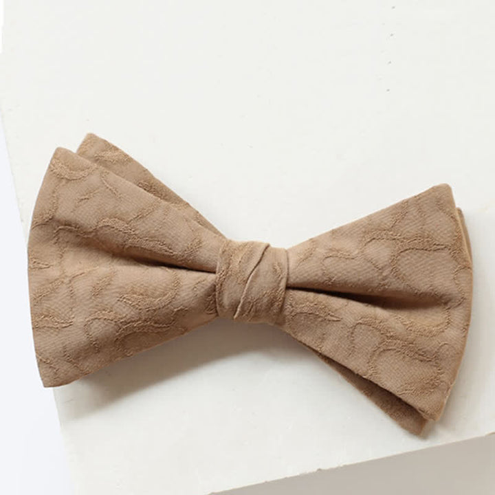 2Pcs Men's Khaki Vine Grain Bow Tie Set