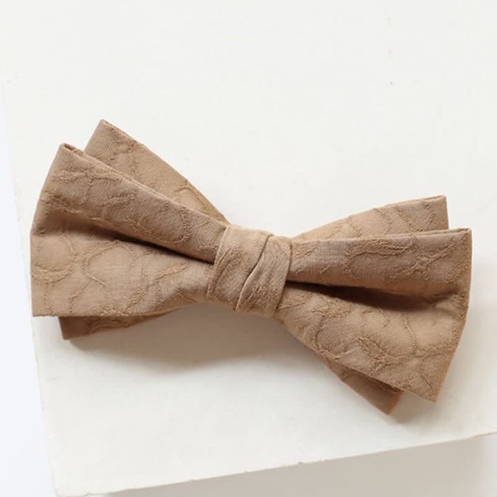 2Pcs Men's Khaki Vine Grain Bow Tie Set