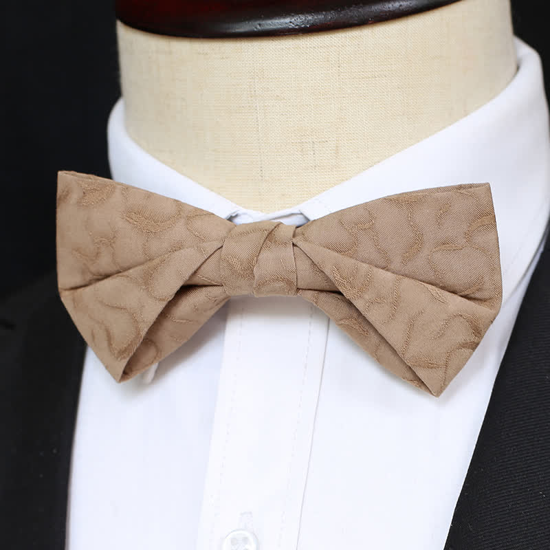 2Pcs Men's Khaki Vine Grain Bow Tie Set