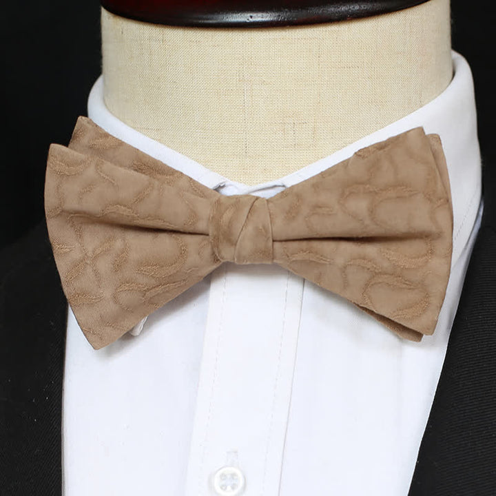 2Pcs Men's Khaki Vine Grain Bow Tie Set