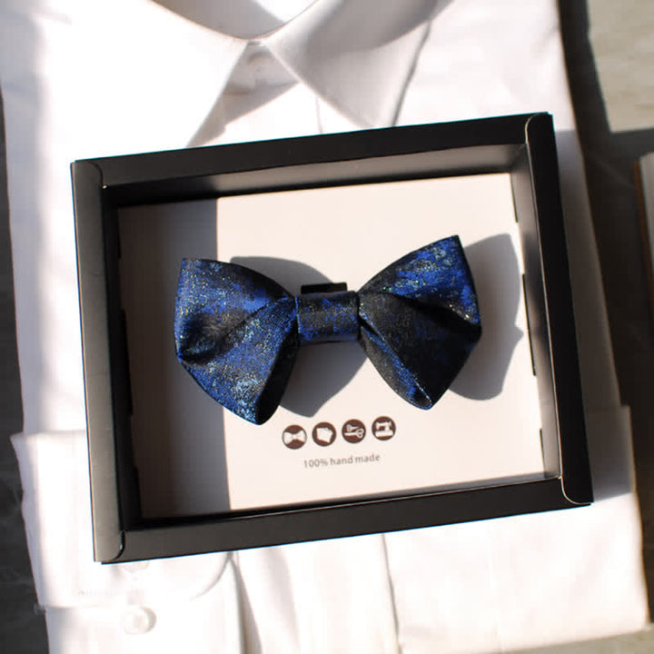 Men's Retro Royal Navy Blue & Black Bow Tie