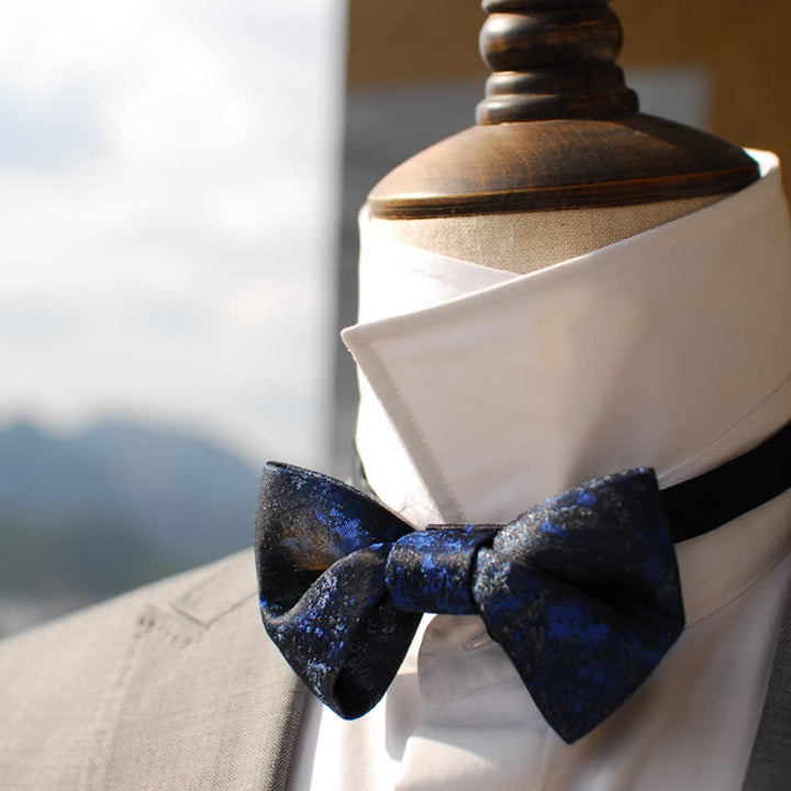 Men's Retro Royal Navy Blue & Black Bow Tie