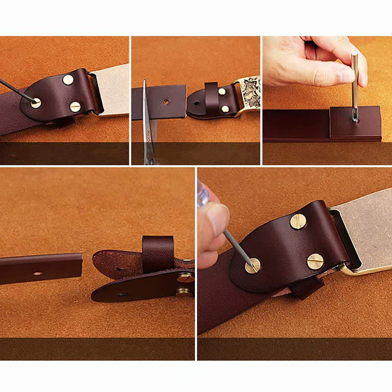 Luxury Bullfighting Square Copper Buckle Leather Belt