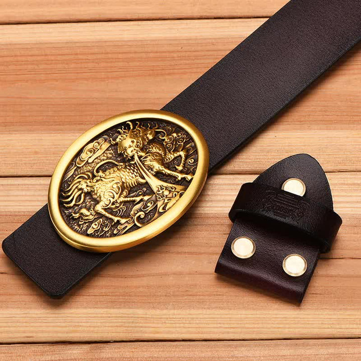 God Beast Dragon Copper Buckle Leather Belt