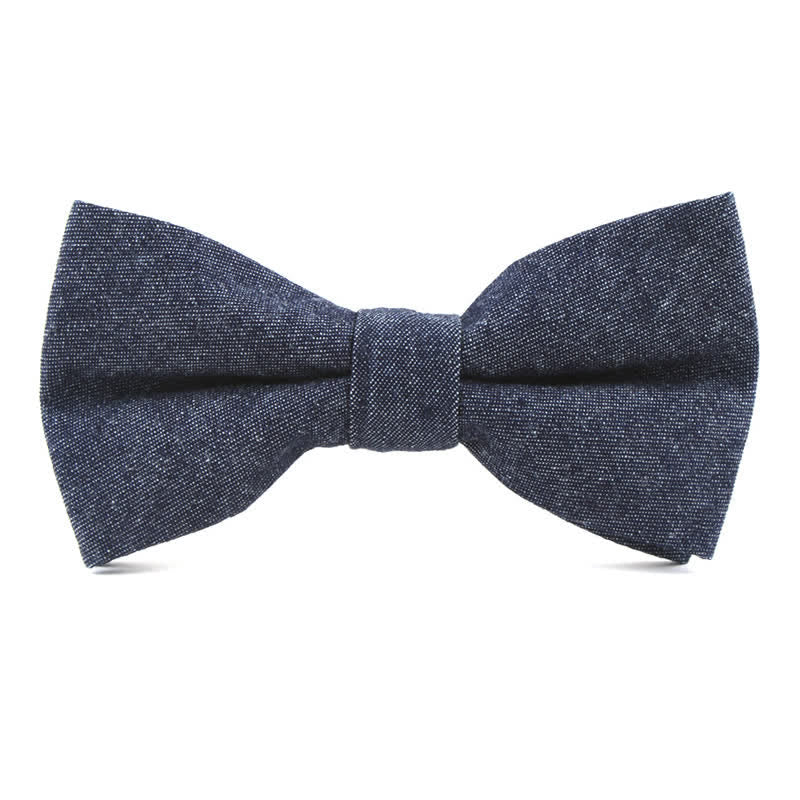 Men's Solid Color Twill Denim Cotton Bow Tie