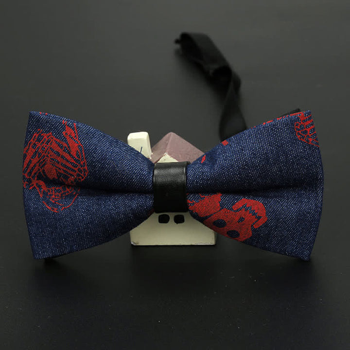 Men's Classic Skull Denim Cotton Wedding Fashion Bow Tie