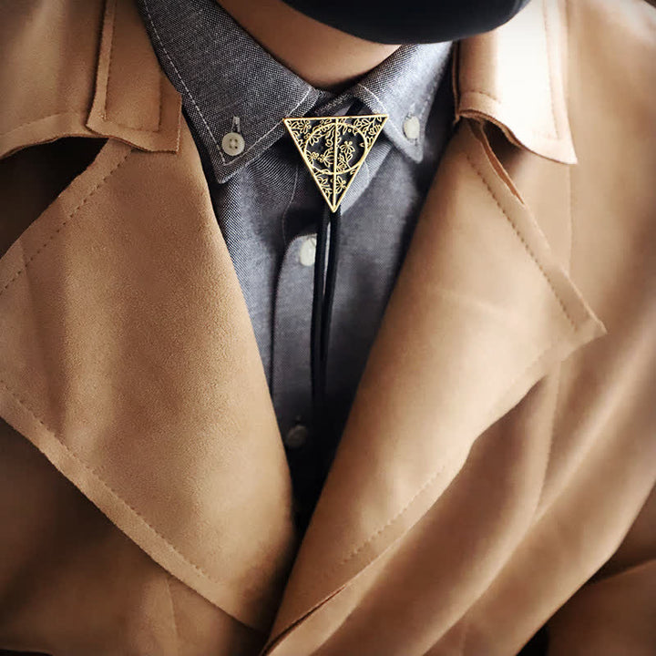 Dark Gold & Black Deathly Hallows Triangle Bolo Tie