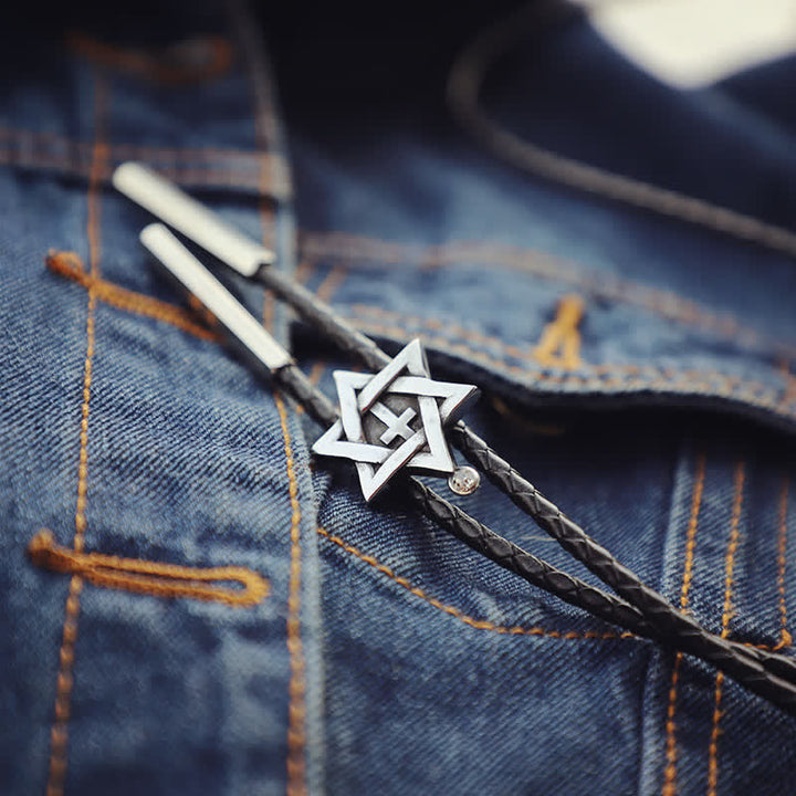 Lucky Charm Hexagram Star Bolo Tie