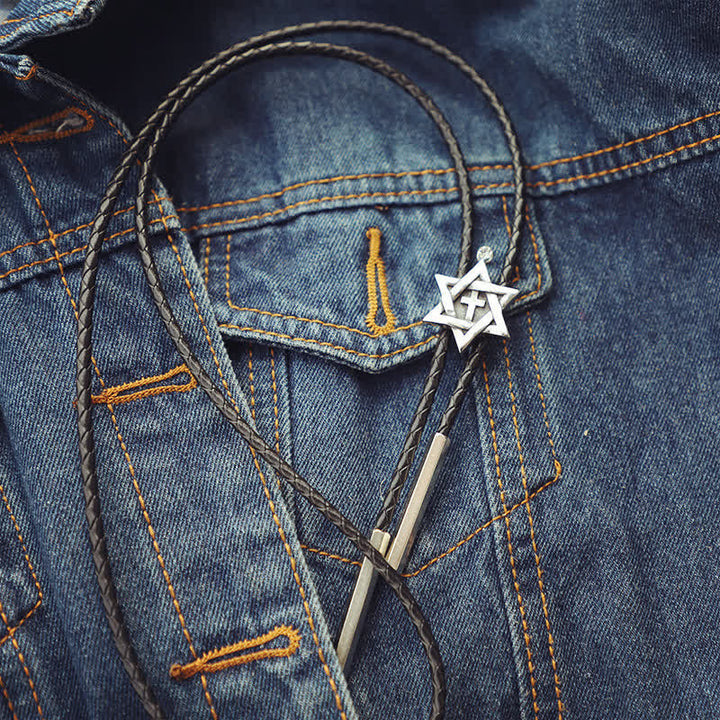 Lucky Charm Hexagram Star Bolo Tie