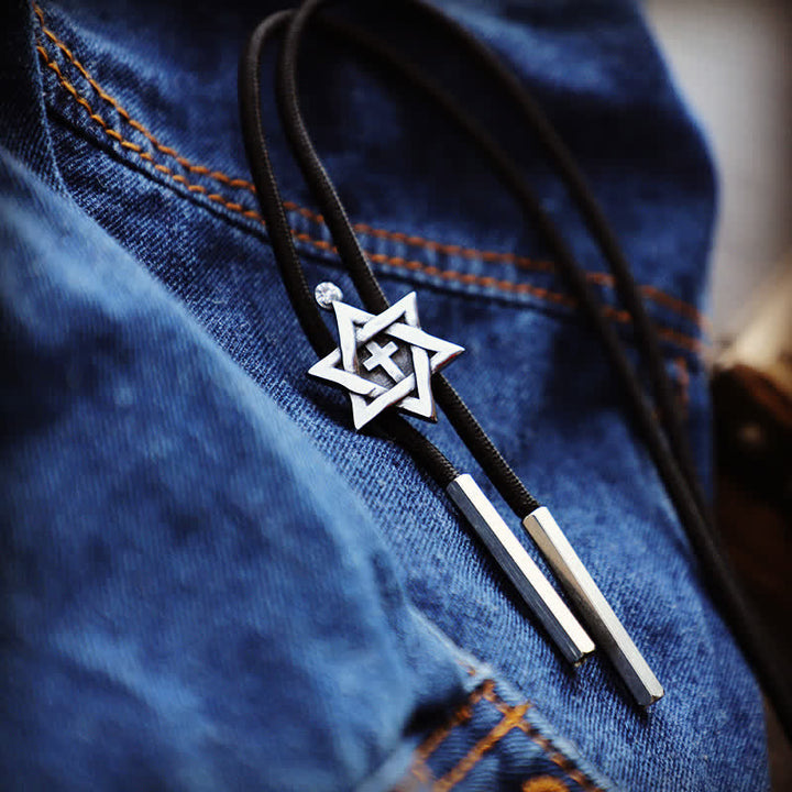 Lucky Charm Hexagram Star Bolo Tie