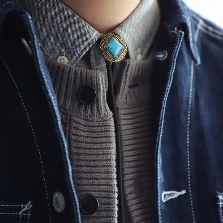 Copper Faux Turquoise Stone Bolo Tie