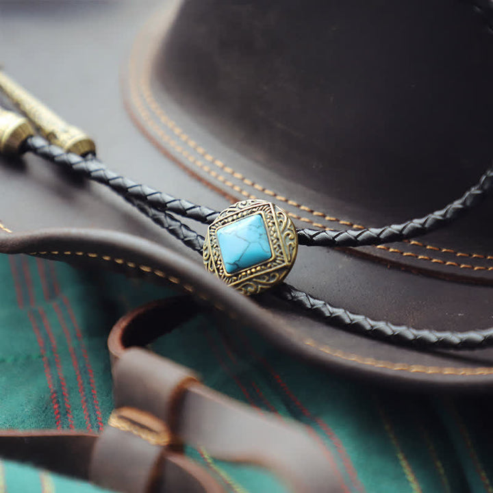 Copper Faux Turquoise Stone Bolo Tie