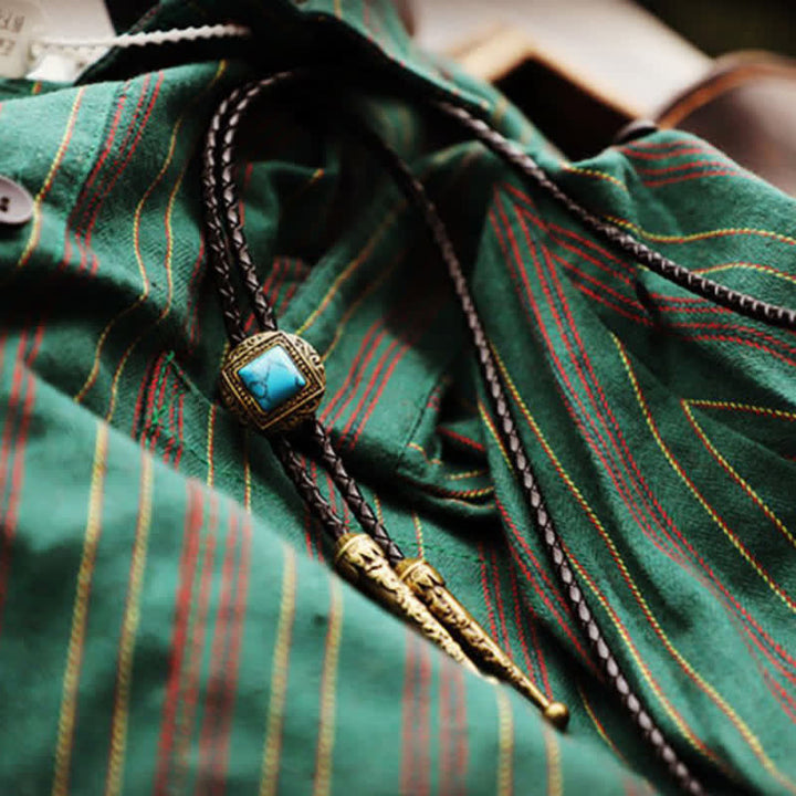 Copper Faux Turquoise Stone Bolo Tie - image 7