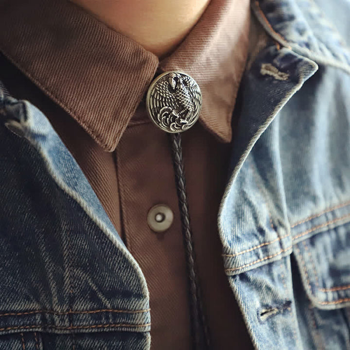 Carving Eagle Pattern Round Pendant Bolo Tie