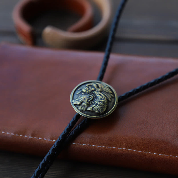 Cowboy Carving Indian Cheif Head Bolo Tie