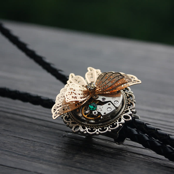 Steampunk 3D Butterfly Pendant Bolo Tie