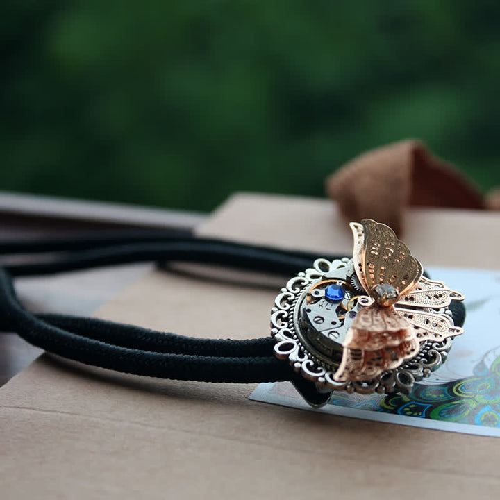 Steampunk 3D Butterfly Pendant Bolo Tie