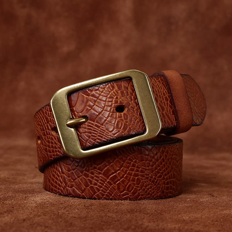 Men's Crocodile Print Full Grain Leather Belt