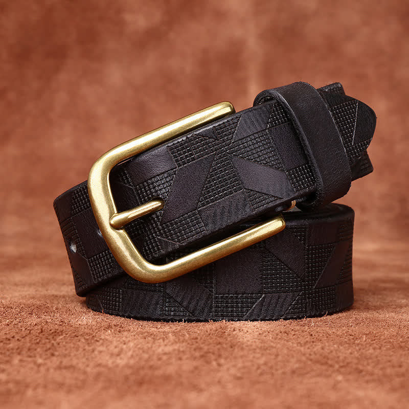 Men's Laser Engraving Diamond Pattern Leather Belt