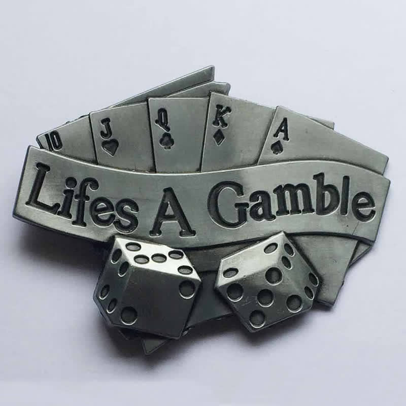 Men's DIY Life's A Gamble Poker Buckle Leather Belt