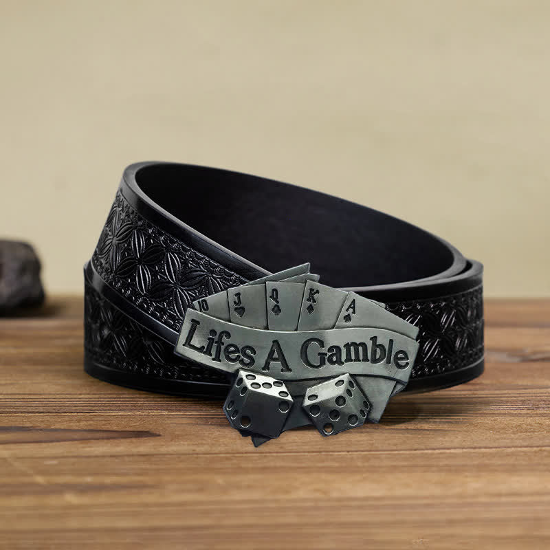 Men's DIY Life's A Gamble Poker Buckle Leather Belt