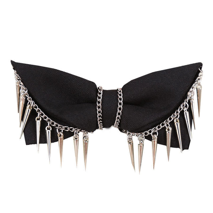 Men's Punk Style Rivet Chain Tassels Bow Tie