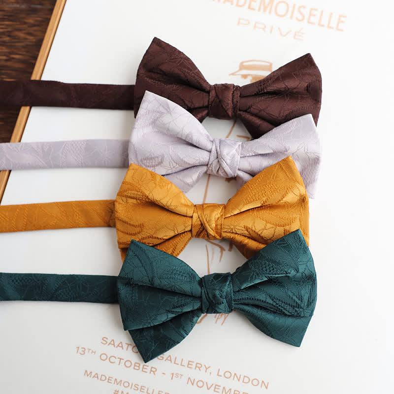 Men's Vintage Novelty Leaves Pattern Bow Tie