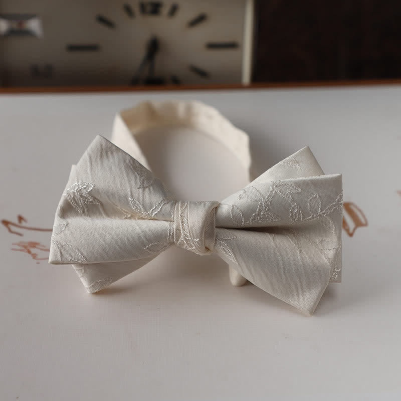 Men's Elegant Ivory White Solid Color Bow Tie