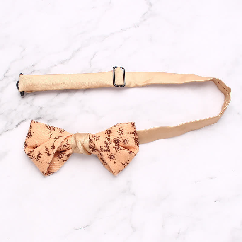 Men's Apricot Delicate Floral Print Bow Tie