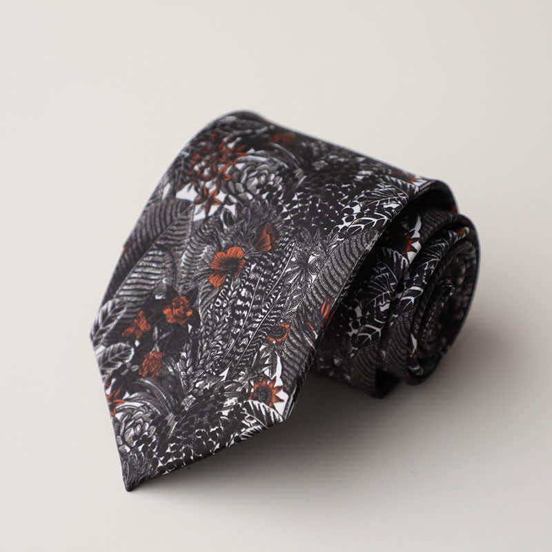 Men's Floral Animal Garden Scene Pattern Necktie - Style #19 - image 23