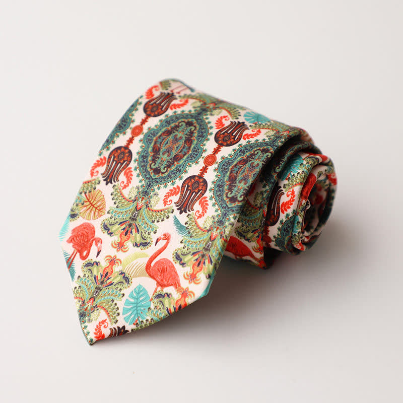 Men's Floral Animal Garden Scene Pattern Necktie - Style #20 - image 24