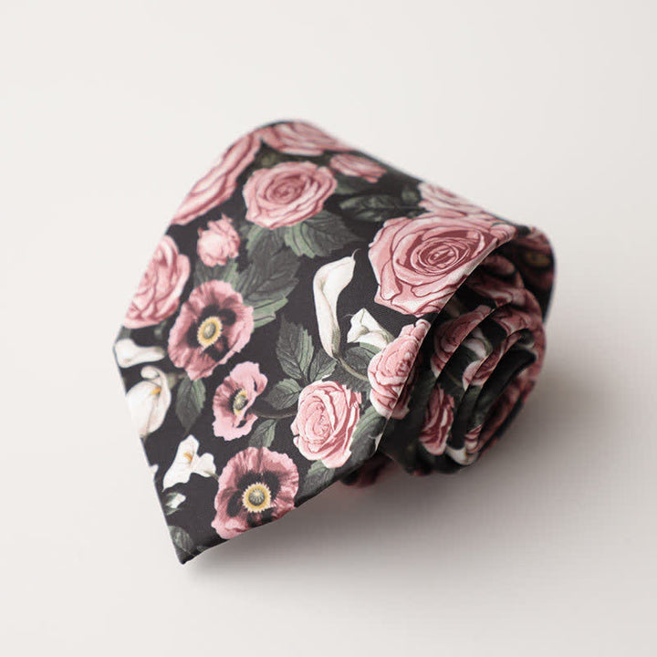 Men's Floral Animal Garden Scene Pattern Necktie