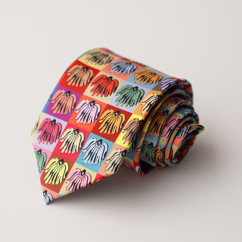 Men's Floral Animal Garden Scene Pattern Necktie