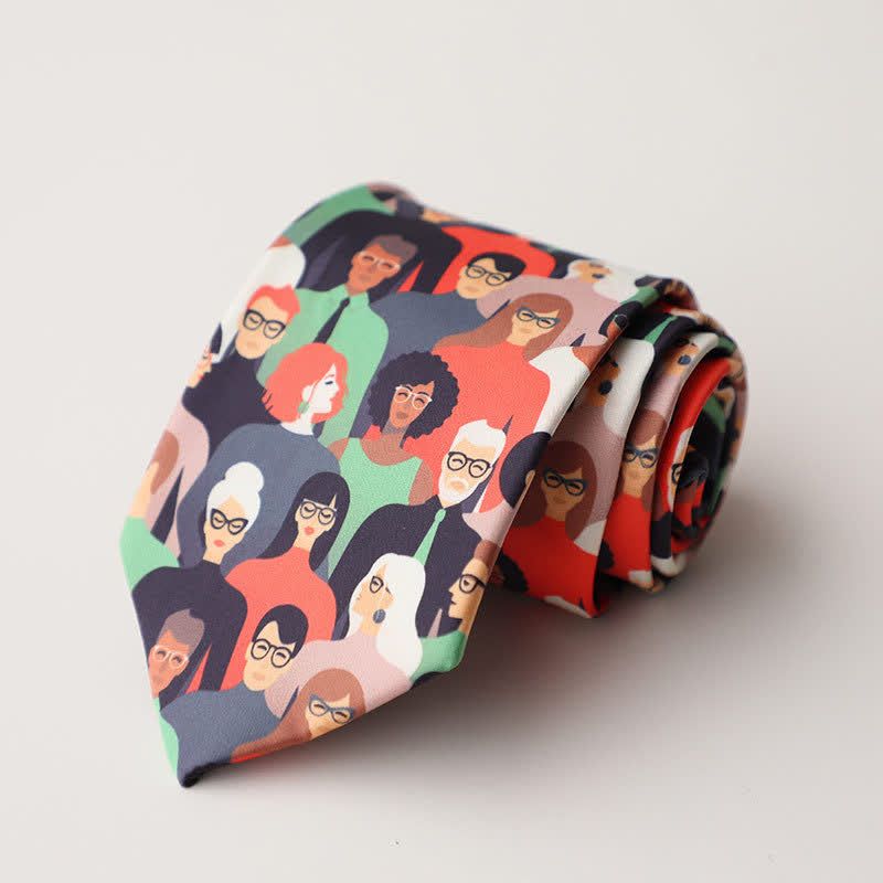 Men's Floral Animal Garden Scene Pattern Necktie