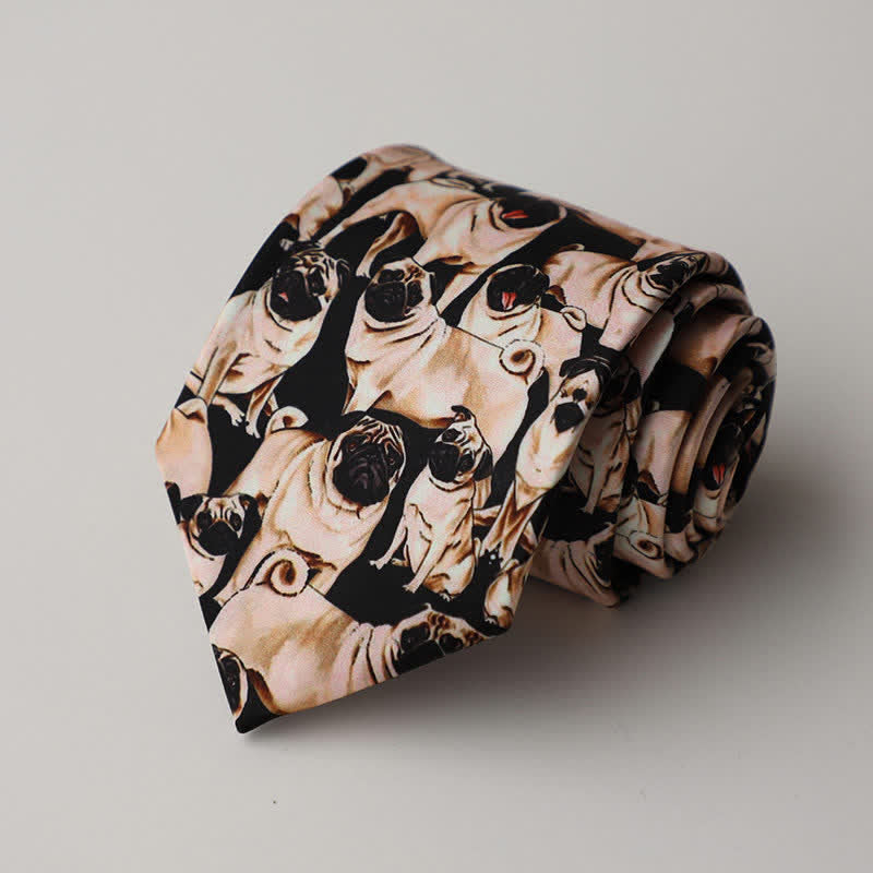 Men's Floral Animal Garden Scene Pattern Necktie