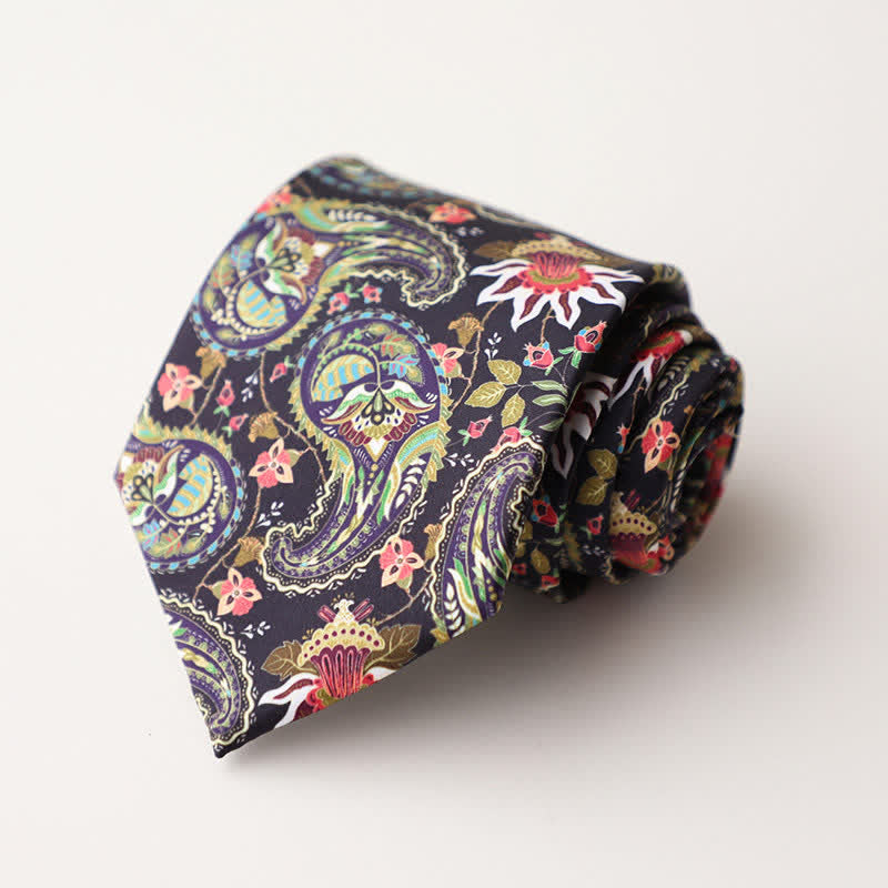 Men's Floral Animal Garden Scene Pattern Necktie