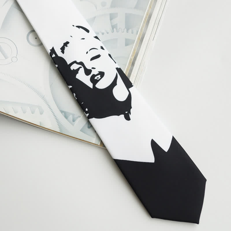 Men's White & Black Monroe Printed Necktie