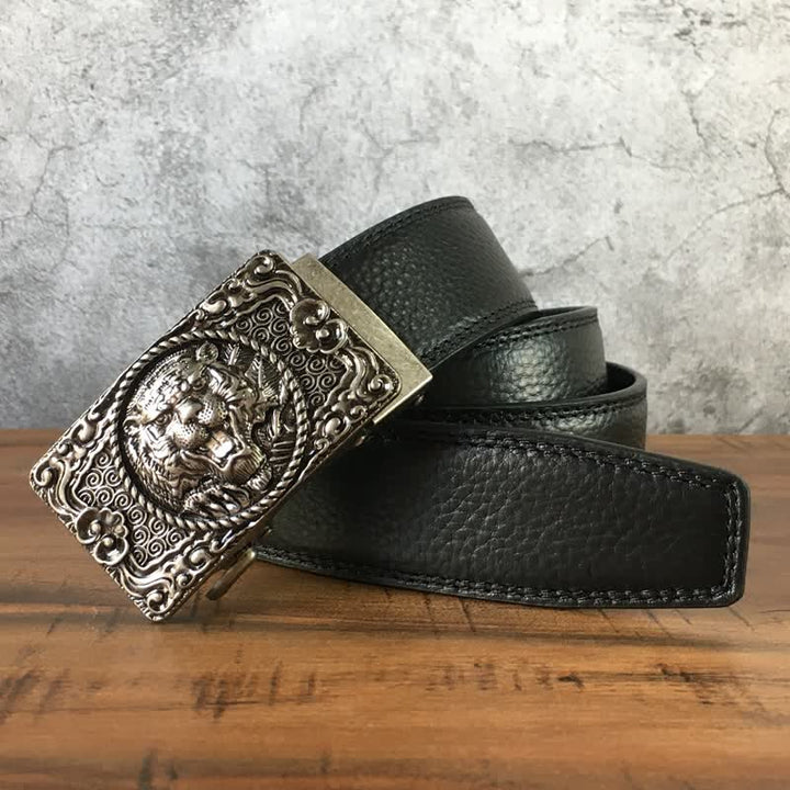 Men's Tiger Head Automatic Buckle Leather Belt