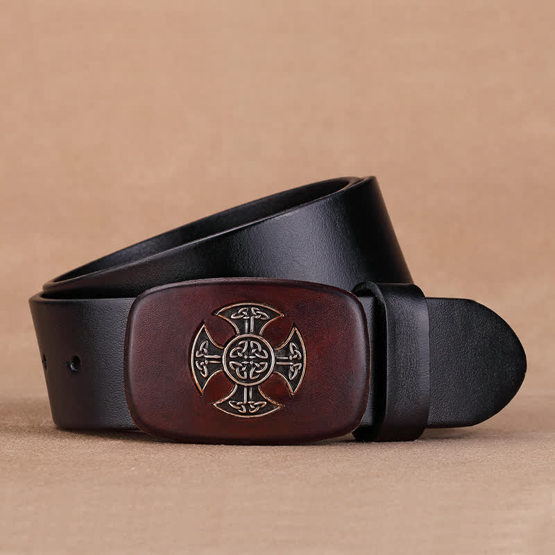 Men's Viking Celtic Knot Cross Leather Belt