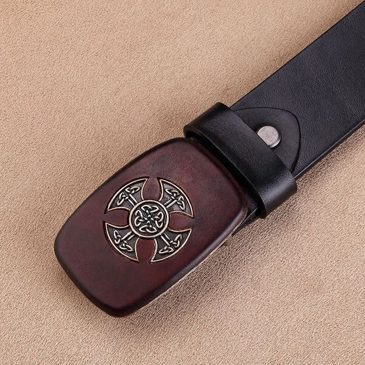 Men's Viking Celtic Knot Cross Leather Belt