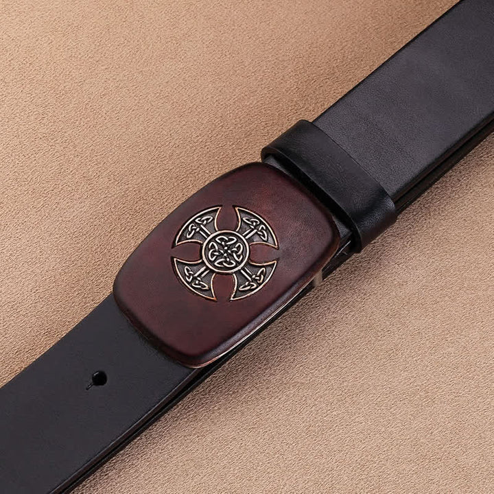 Men's Viking Celtic Knot Cross Leather Belt