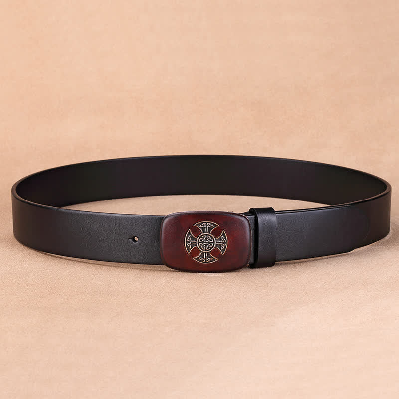 Men's Viking Celtic Knot Cross Leather Belt