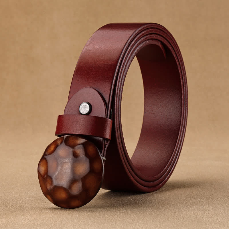 Men's Unique Design 3D Round Buckle Leather Belt