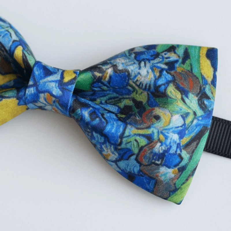 Men's Creative Oil Printing Yellow Iris Bow Tie