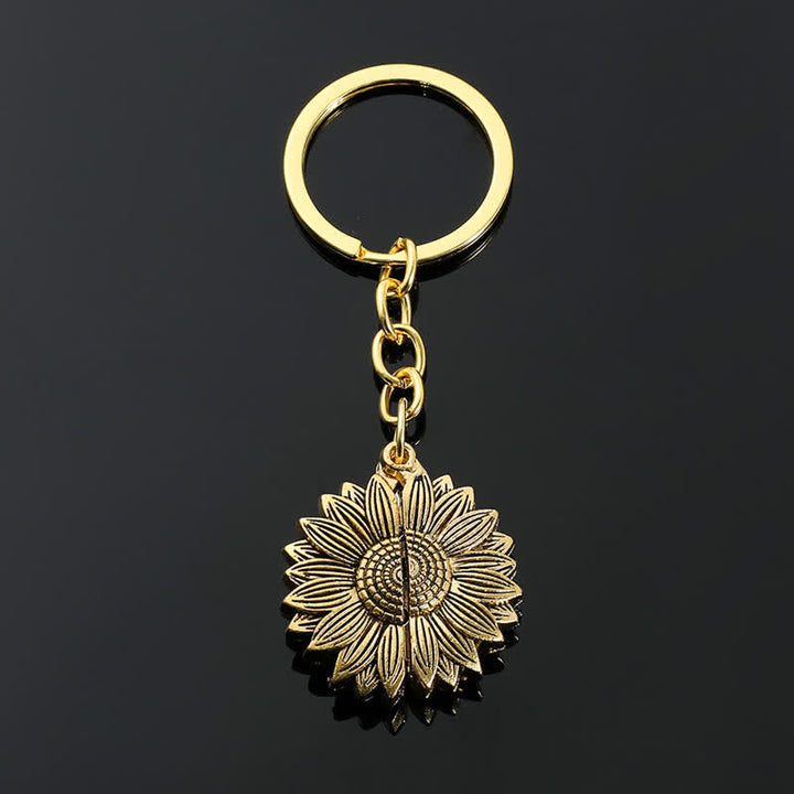 Vintage Sunflower Locket Pendant Keychain Necklace - image 13