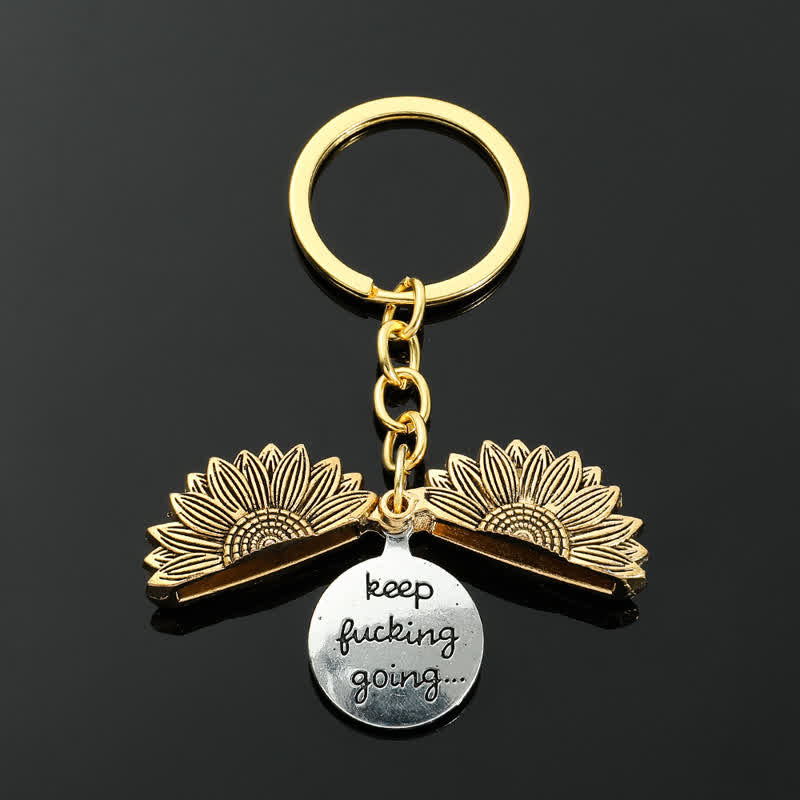 Vintage Sunflower Locket Pendant Keychain Necklace - image 14