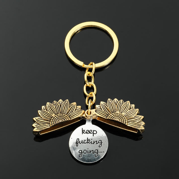 Vintage Sunflower Locket Pendant Keychain Necklace - image 14