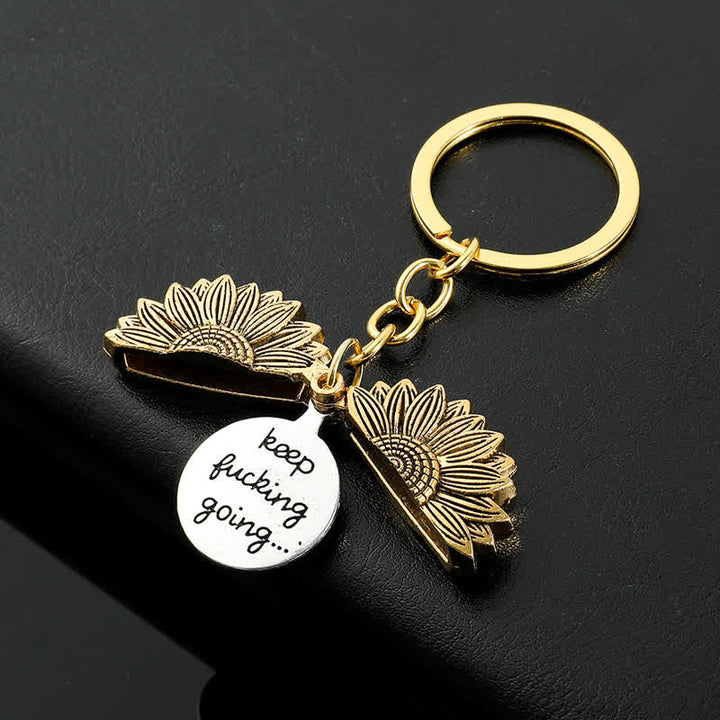 Vintage Sunflower Locket Pendant Keychain